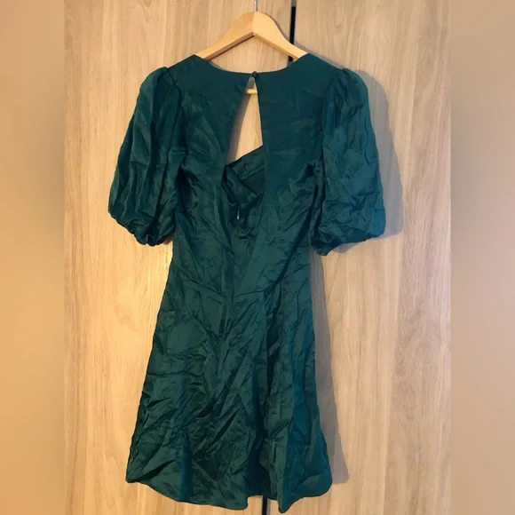 Reformation Lane Silk Dress in Emerald